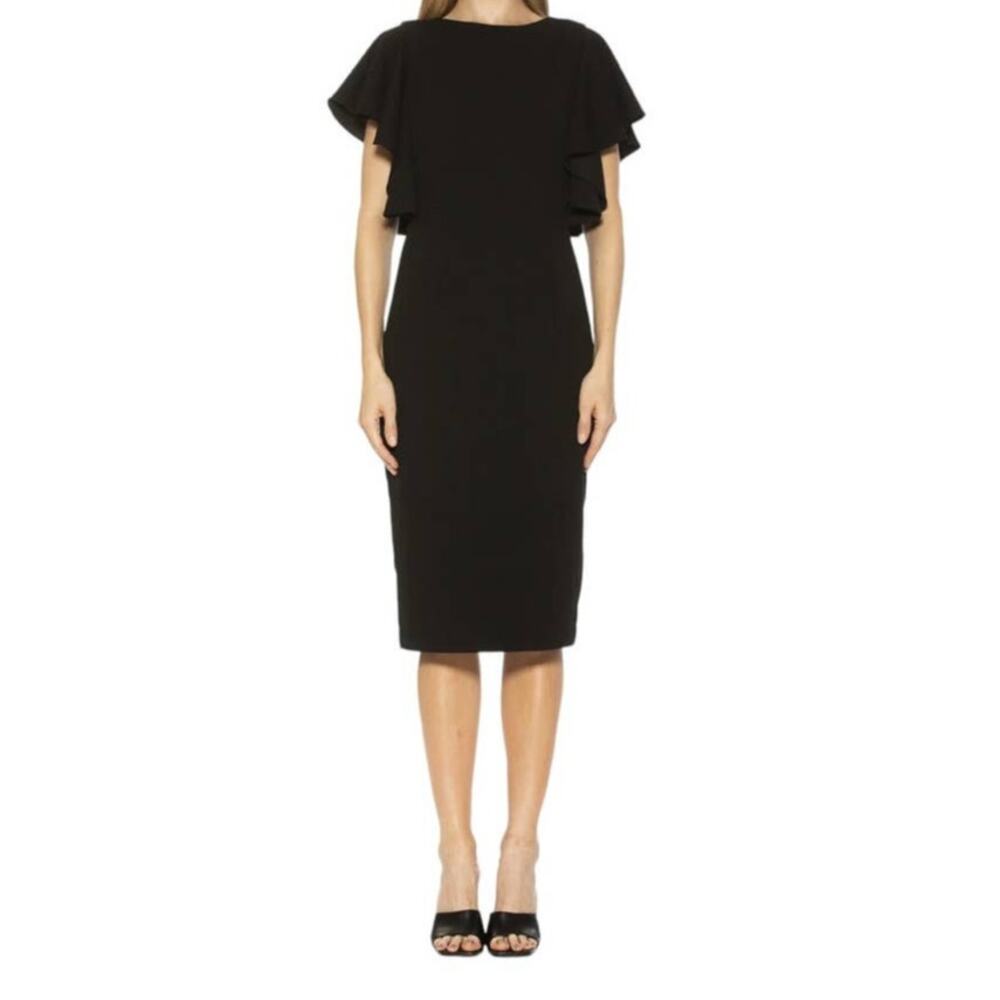Alexia Admor dress Luna draped flutter sleeves black Medium M